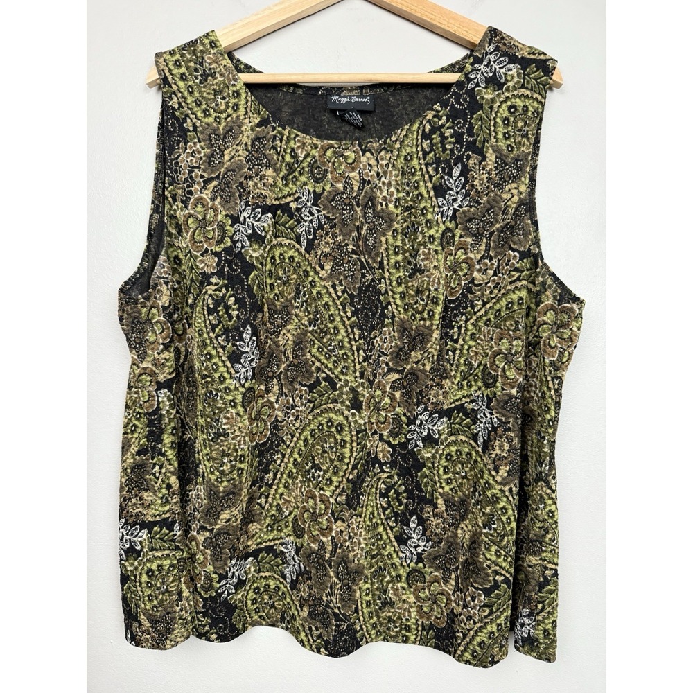 Maggie Barnes Dark Floral Blouse‎ Fairy Earthy Whimsigoth Burnout Tank Top 24W